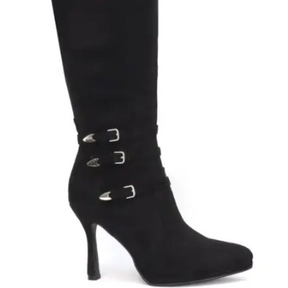 Black Knee-High Women's Boots - Picture 1 of 5